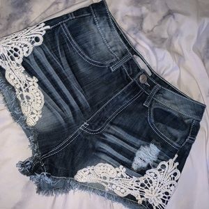 High rise denim shorts